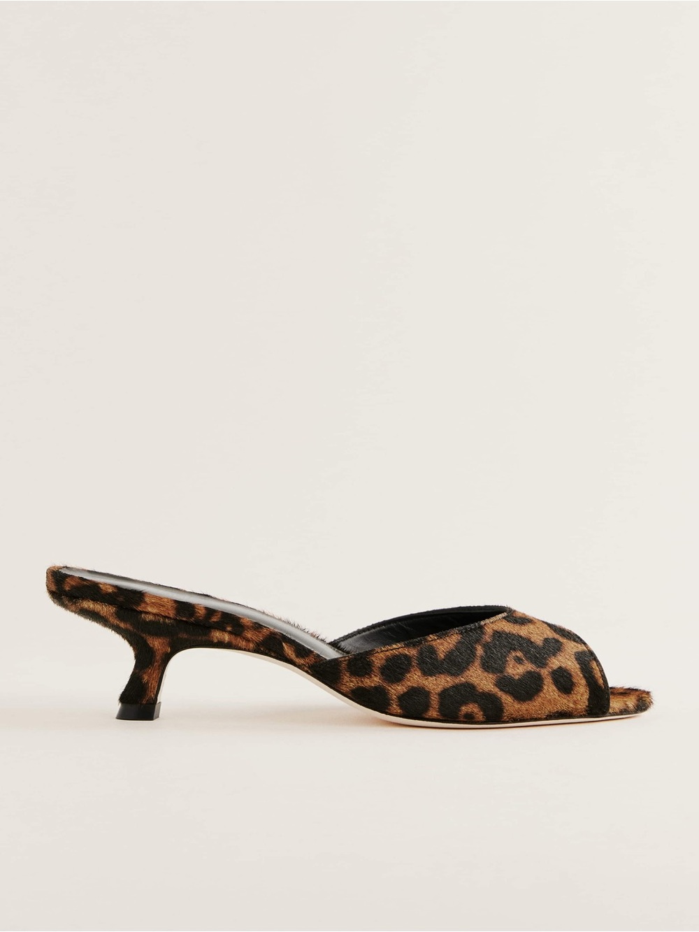LIKE NEW REFORMATION WINNIE PEEP TOE MULE LEOPARD HAIR SIZE 7